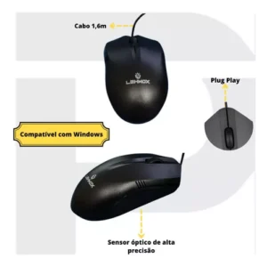 Mouse LehmoX Com Fio para PC e Notebook